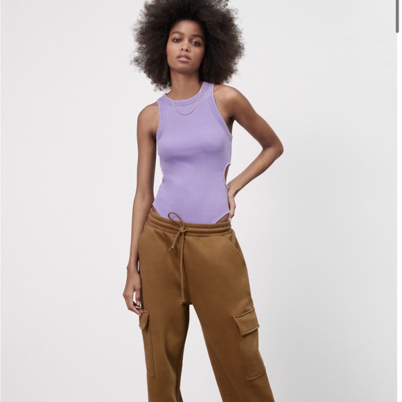 Zara Cutout rib bodysuit. Size S. Lilac. 0962/334 - Picture 2 of 5